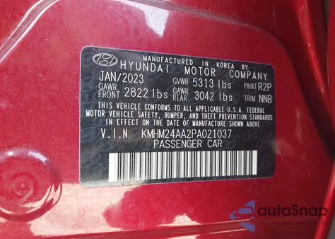 2023 Hyundai Ioniq 6 Se z USA, uszkodzony, nr VIN KMHM24AA2PA021037